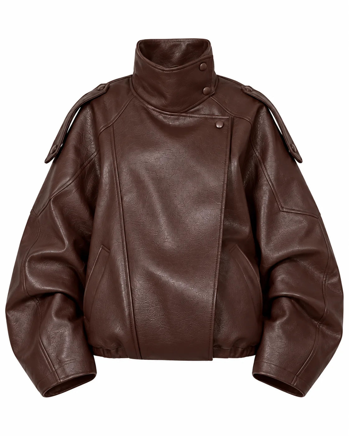 Oversized Faux Leather Bomber
