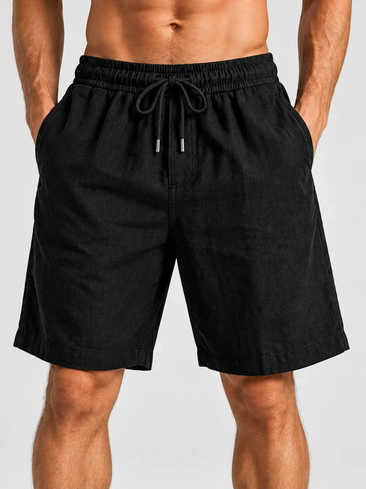 Relaxed Cotton-Linen Shorts