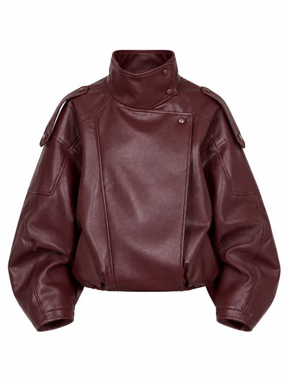 Oversized Faux Leather Bomber