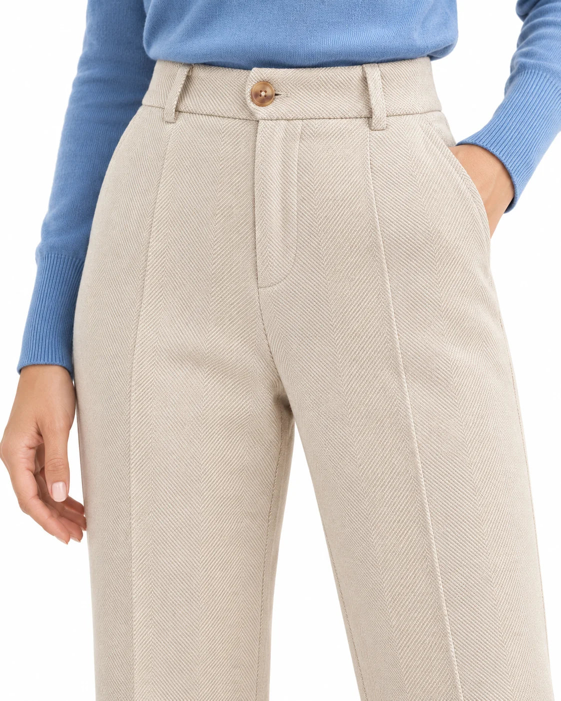 Textured High-Waist Trousers